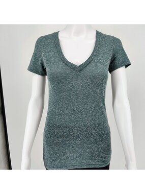 Marine Layer Made in California Womens Cotton/Poly  V-Neck Short Sleeve Top (XS)